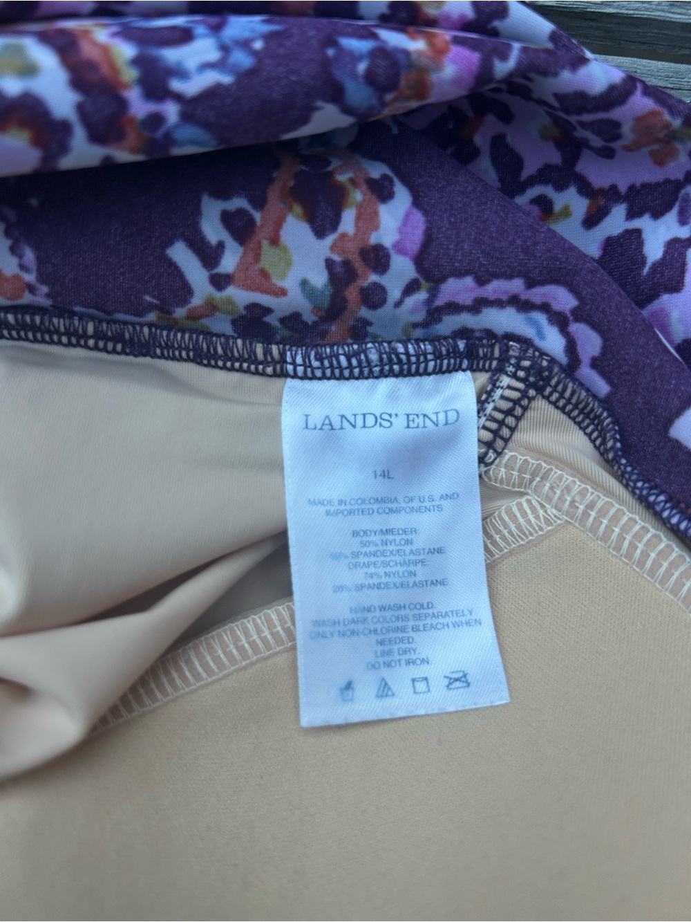 Lands' End Grecian Purple Paisley One-Piece Swimsuit - Picture 3 of 3